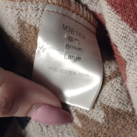 Western Shaket Sweater Jacket Tribal Aztec Print brown black buttondown L - Picture 4 of 13